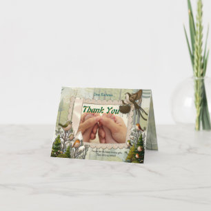 Art illustration of modern-style simplistic birds thank you card