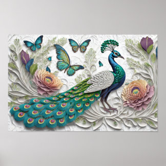 Art illustration of peacock poster