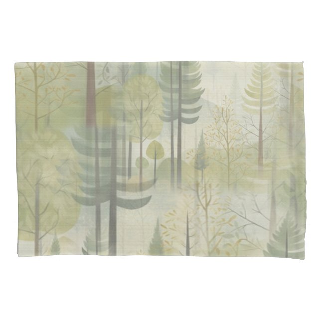 Art illustration of pine trees in a modern-style pillow case (Front)