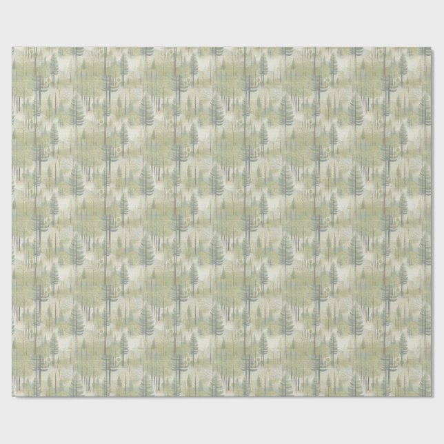Art illustration of pine trees in a modern-style wrapping paper (Flat)