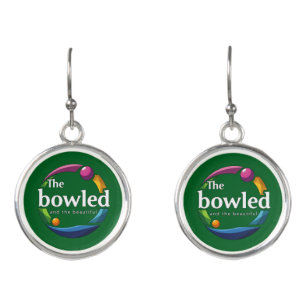 "Art in Motion: Circular Lawn Bowls Bowled Logo, Earrings