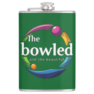 "Art in Motion: Circular Lawn Bowls Bowled Logo, Flask