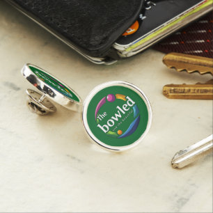 "Art in Motion: Circular Lawn Bowls Bowled Logo, Lapel Pin
