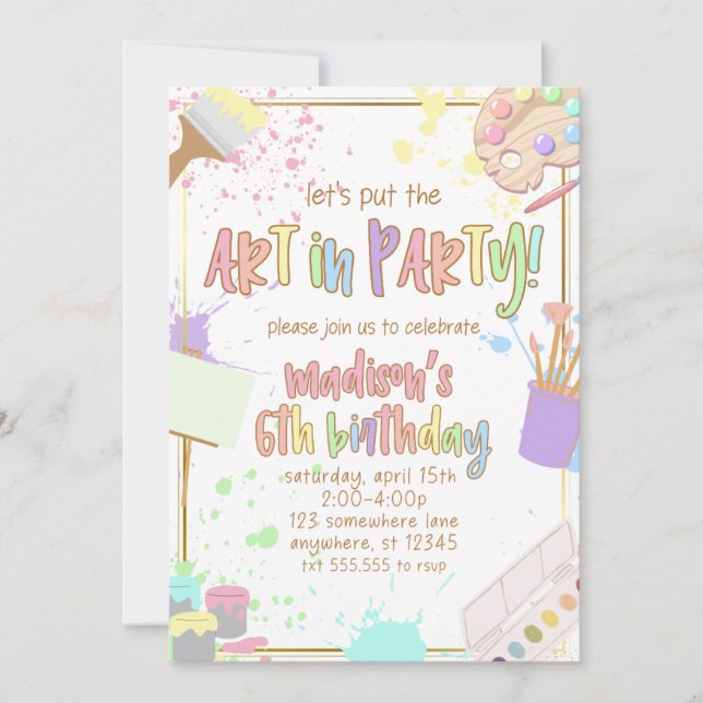 Art in Party Children's Party Invitation Painting  (Front)
