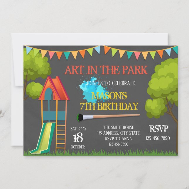 Art in the park party invitation (Front)