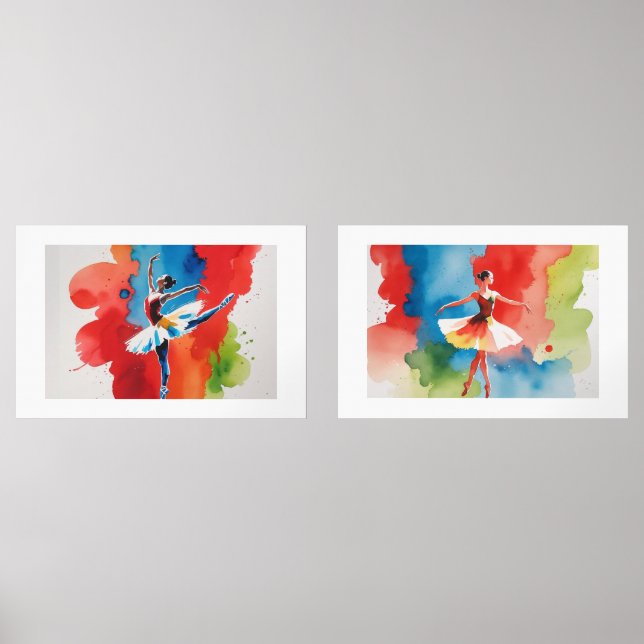 Art in Watercolor of Dance and Elegance Wall Art Sets (Front)