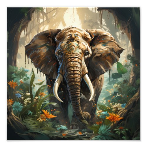 Art inspired fantasy wild elephant life photo print
