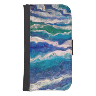 Art inspired Ocean Waves Design Galaxy S4 Wallet Case