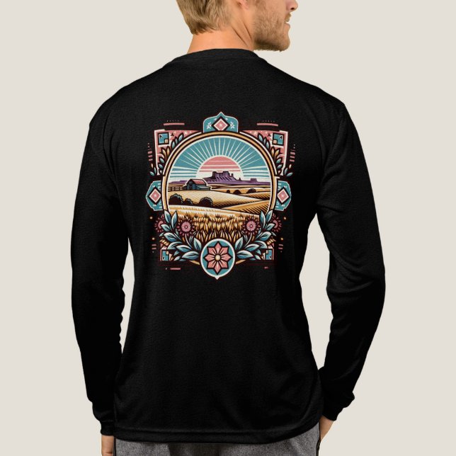 Art-Inspired Sunset Scenery Long Sleeve Shirt  (Back)