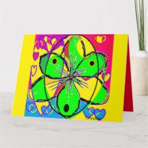 Art inspired yellow pink green petals