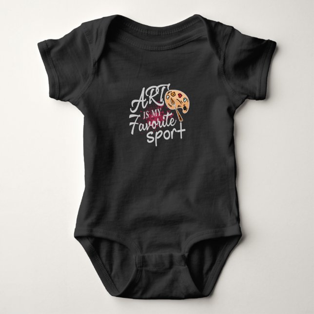 Art Is My Favorite Sport red Splash Baby Bodysuit (Front)
