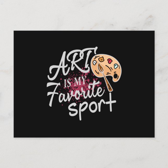 Art Is My Favorite Sport red Splash Postcard (Front)