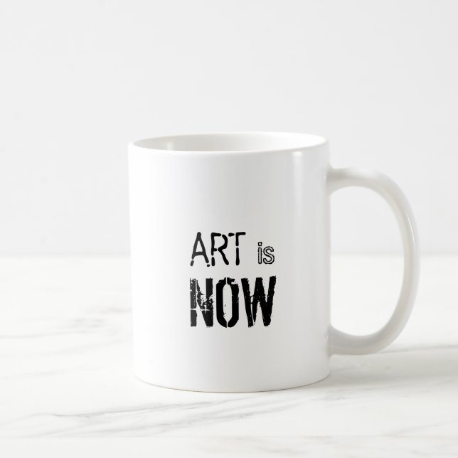Art is Now Black Concrete Phrase Coffee Mug (Right)