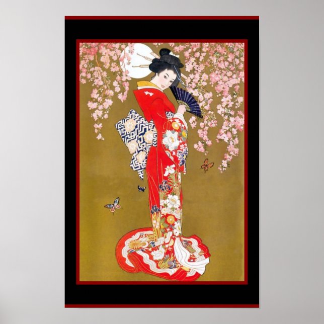 Art Japanese Geisha Lady Vintage Poster (Front)