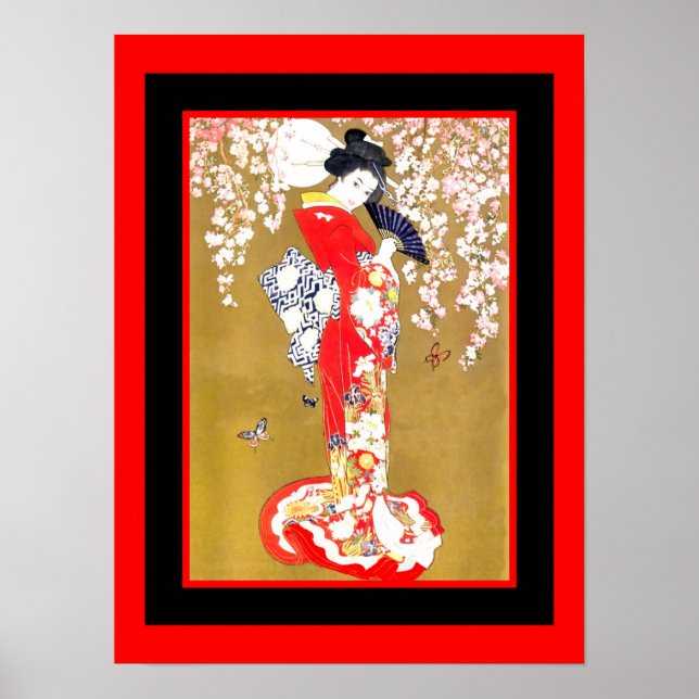 Art Japanese Geisha Lady Vintage Poster 2 (Front)