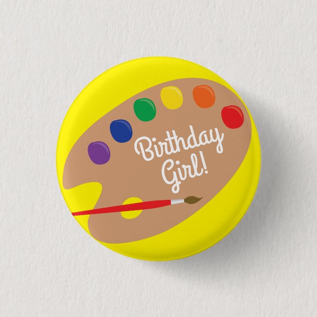 Art Kids Birthday Party Painting Button (Front)