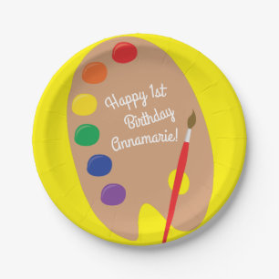 Art Kids Birthday Party Painting Paper Plates