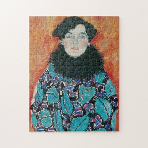 Art Lady blue dress  Gustav Klimt Jigsaw Puzzle