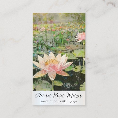  Art Lotus Water Lily Flower AP67 QR Business Card
