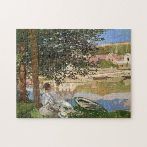 Art Lover Gift On the Bank of the Seine Monet Jigsaw Puzzle