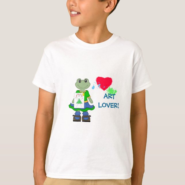 Art Lover!-Miss Froggy with Painted Heart T-Shirt (Front)