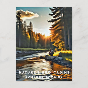 *~* Art Man Fishing Stream Nature AP49  Postcard