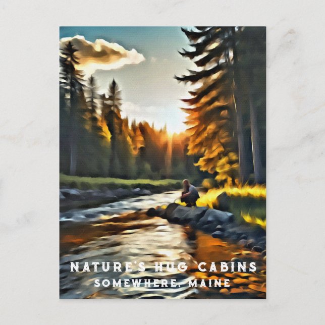 *~* Art Man Fishing Stream Nature AP49  Postcard (Front)