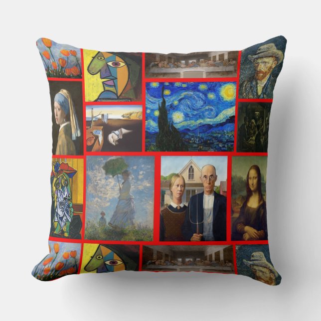 Art Masterpieces, Red Throw Pillow (Front)