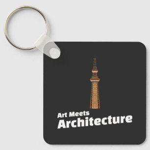 Art Meets Architecture Architect Art Illustration Keychain
