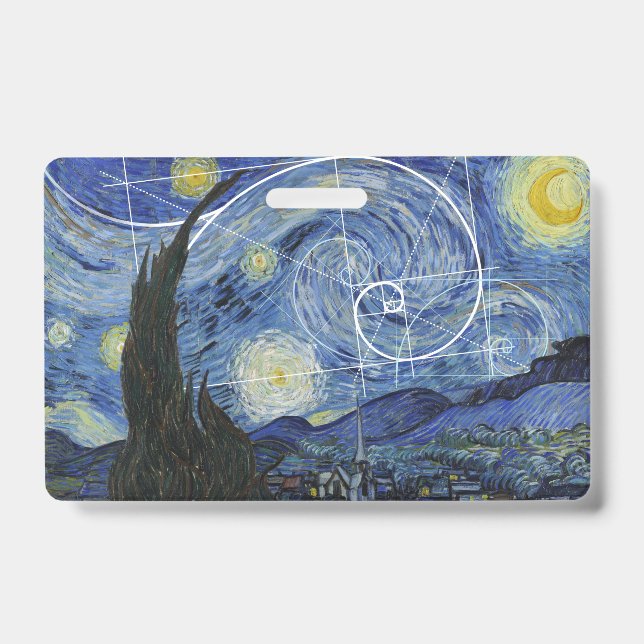  Art Meets Math, Van Gogh Meets Fibonacci Card Badge (Front)