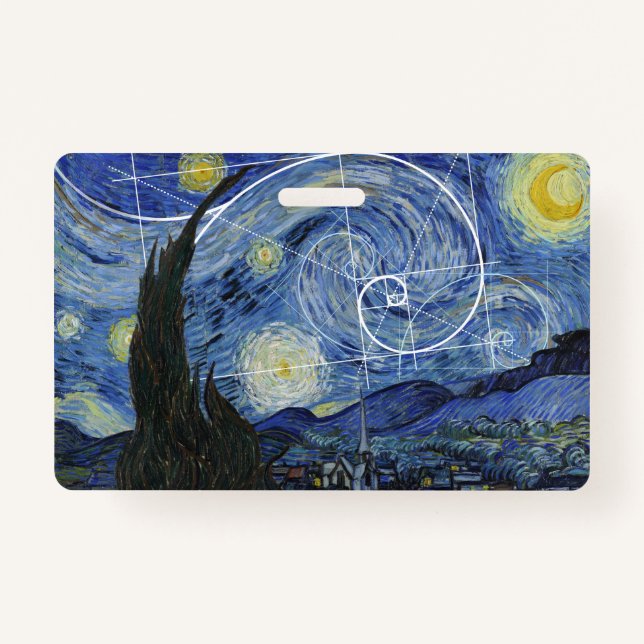  Art Meets Math, Van Gogh Meets Fibonacci Card Badge (Front)
