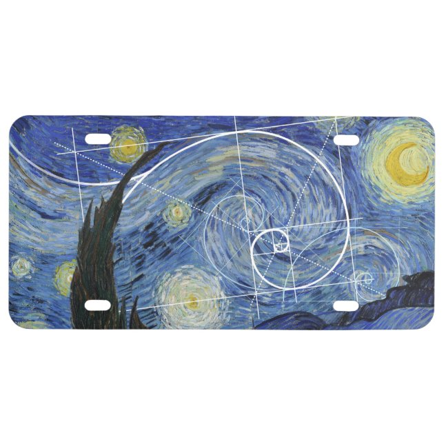  Art Meets Math, Van Gogh Meets Fibonacci Card License Plate (Front)