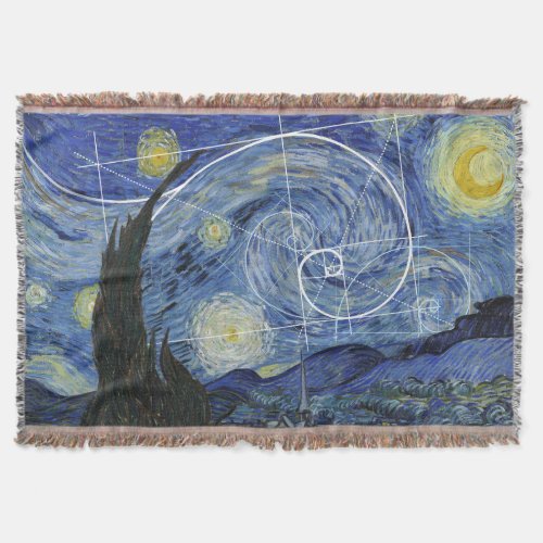  Art Meets Math Van Gogh Meets Fibonacci Card Throw Blanket