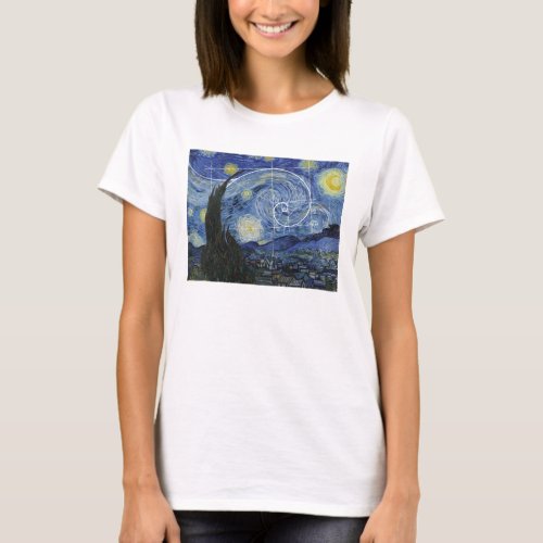 Art Meets Math Van Gogh Meets Fibonacci T_Shirt