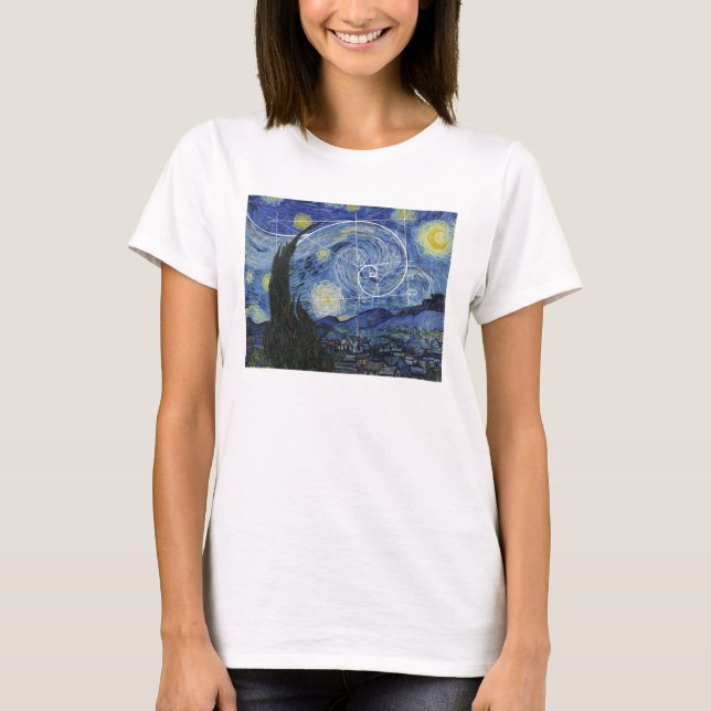 Art Meets Math, Van Gogh Meets Fibonacci T-Shirt (Front)