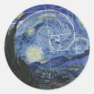 Art Meets Math, Van Gogh Meets Fibonacci T-Shirt Classic Round Sticker