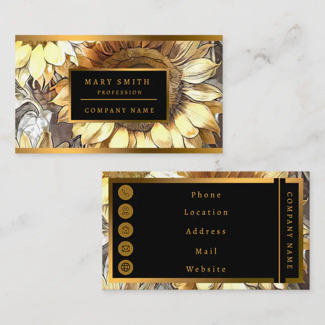 Art Modern Sunflowers On Field Collection Business Card | Zazzle