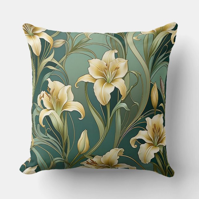 ART NEUVEA Lilies Throw Pillow (Front)