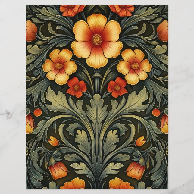 Art Neuveau Vintage Floral Scrapbook Background (Front)