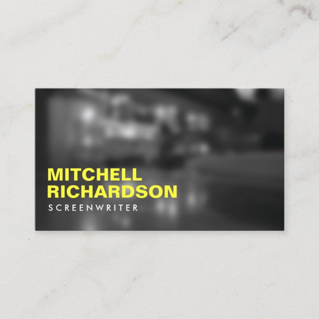 ART NOIR PHOTO with YELLOW TYPE Business Card (Front)