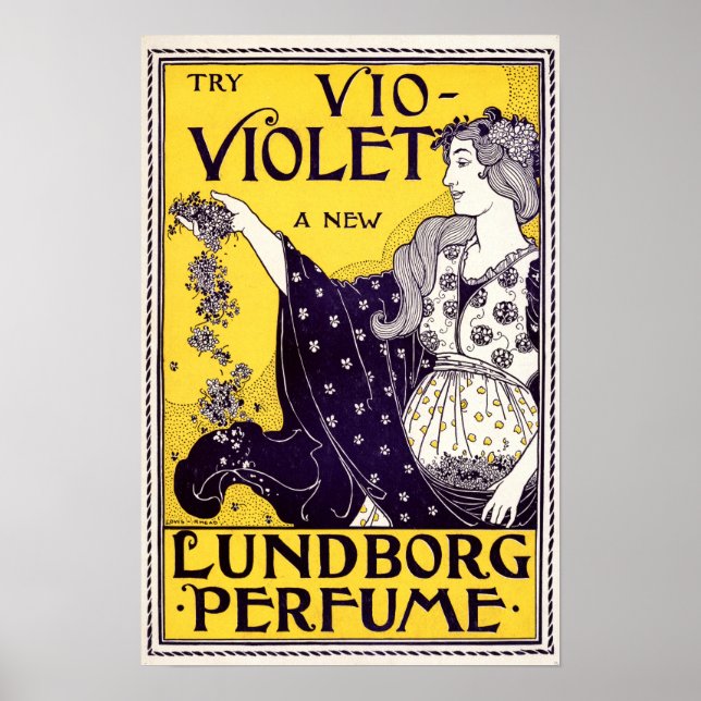 Art Nouveau 1895 Perfume Ad by Louise John Rhead Poster (Front)