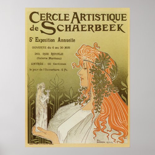 Art nouveau 1897 Artistic Club of Schaerbeek Poster