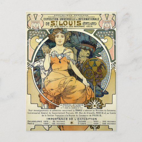 Art Nouveau 1904 Worlds Fair by Alphonse Mucha Postcard