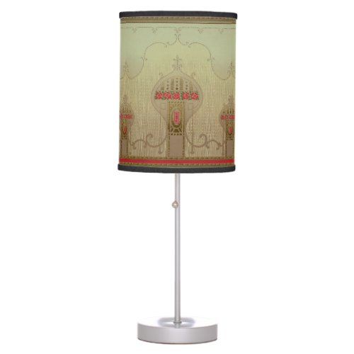 Art Nouveau 1915 Mission Style Floral Frieze Table Lamp