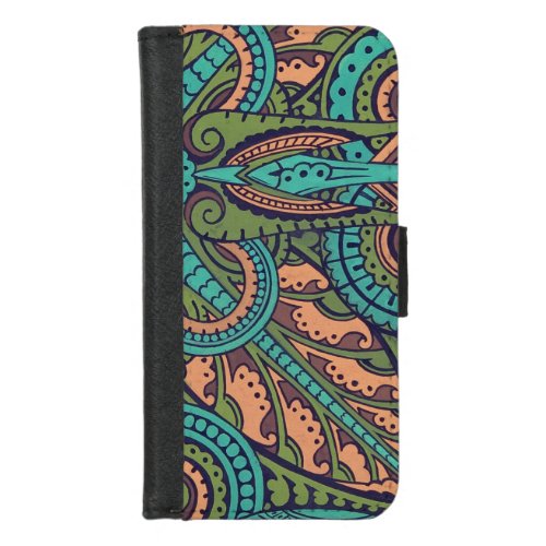 Art nouveau abstract art christopher dresser teal  iPhone 87 wallet case