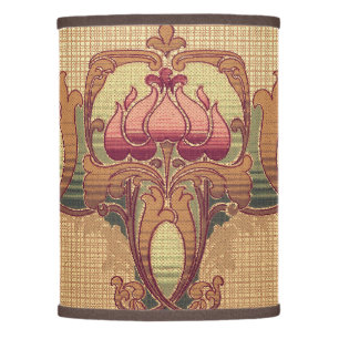 Art nouveau abstract flower burgundy red green lamp shade