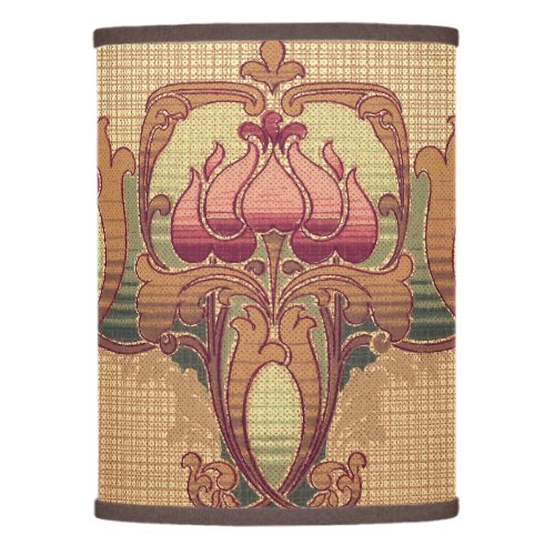 Art nouveau abstract flower burgundy red green lamp shade