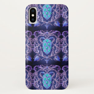 Art nouveau abstract jewel pattern blue purple iPhone x case