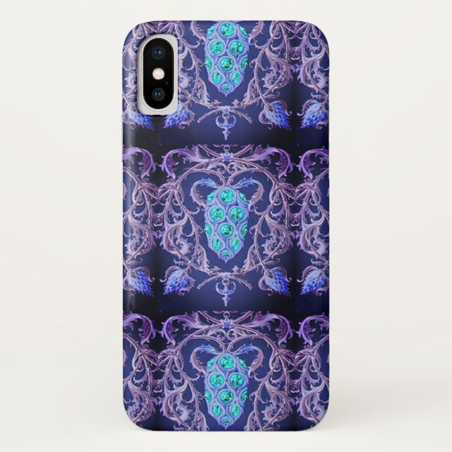 Art nouveau abstract jewel pattern blue purple Case-Mate iPhone case (Back)