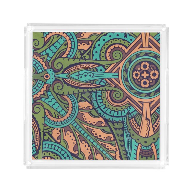 Art nouveau abstract pattern christopher dresser  acrylic tray (Front)
